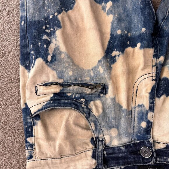 CJ Black Men Jeans 32x34 Skinny Acid Wash Patchwork Flex Stretch Moto Streetwear - Picture 5 of 8